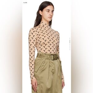Marine Serre All Over Moon Second Skin Size Small Mock Neck Long Sleeve Top